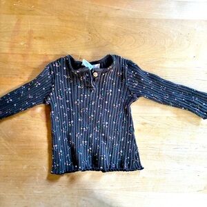 EUC ribbed long sleeve tee with floral print